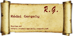 Rédai Gergely névjegykártya